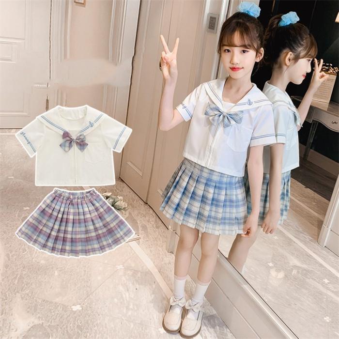 最安値 セットアップ キッズ 女の子 スーツ フォーマル 夏 半袖 子供スーツ スカート 子供服 白シャツ Jk 制服 入学式 卒業式 発表会 七五三 フォーマルスーツ リボン スカートスーツ 小学生 中学生 可愛い キッズスーツ プリーツスカート チェック柄 大きいサイズ