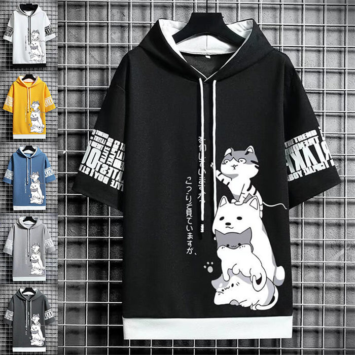 クマ柄 半袖パーカー シャツ カジュアル メンズ 七分袖 かわいい フード付き プリント かっこいい 通気性 薄手 軽量 肌触り良い 通学 楽天市場】クマ柄 半袖パーカー シャツ カジュアル メンズ 七分