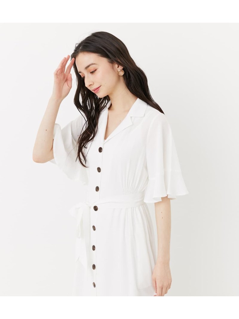 オープンカラーsh Op Rienda リエンダ ワンピース 5ー9分袖ワンピース ホワイト 送料無料 Rakuten Fashion Rvcconst Com