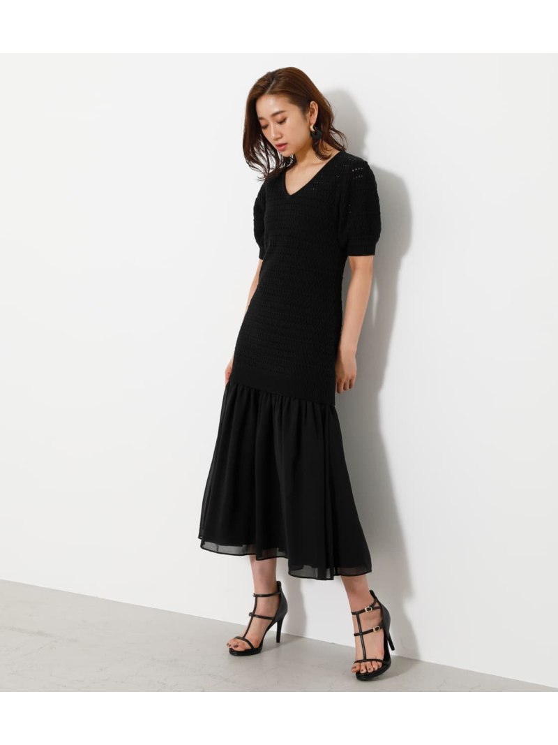 高評価 Rakuten ピンク Rba E 送料無料 ブラウン ブラック ワンピースその他 ワンピース リエンダ Rienda Fashion Sale Off シフォンヘムknitコンビop 8054 Amaarafarms Com