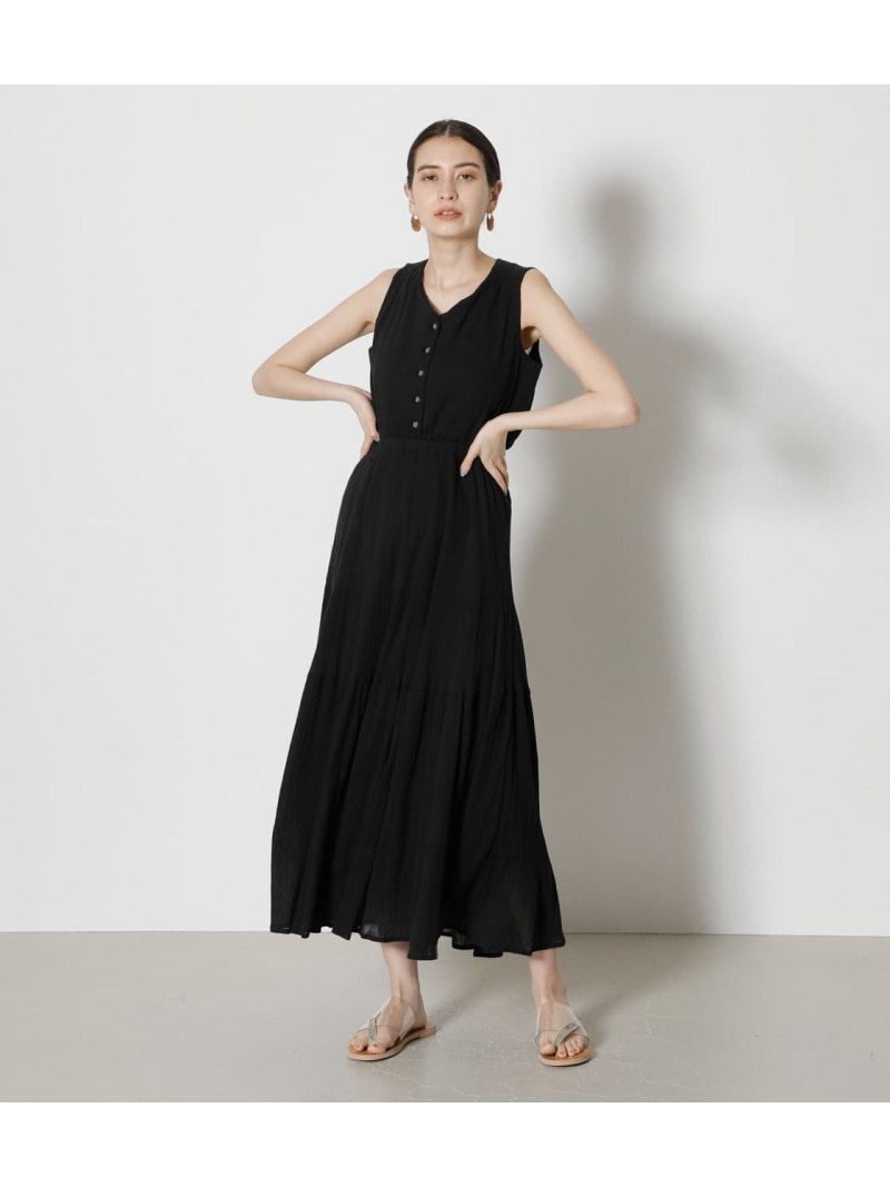 Crepe Tiered Onepiece Azul By Moussy アズールバイマウジー ワンピース 5ー9分袖ワンピース ブラック ホワイト ブルー 送料無料 Rakuten Fashion Andapt Com