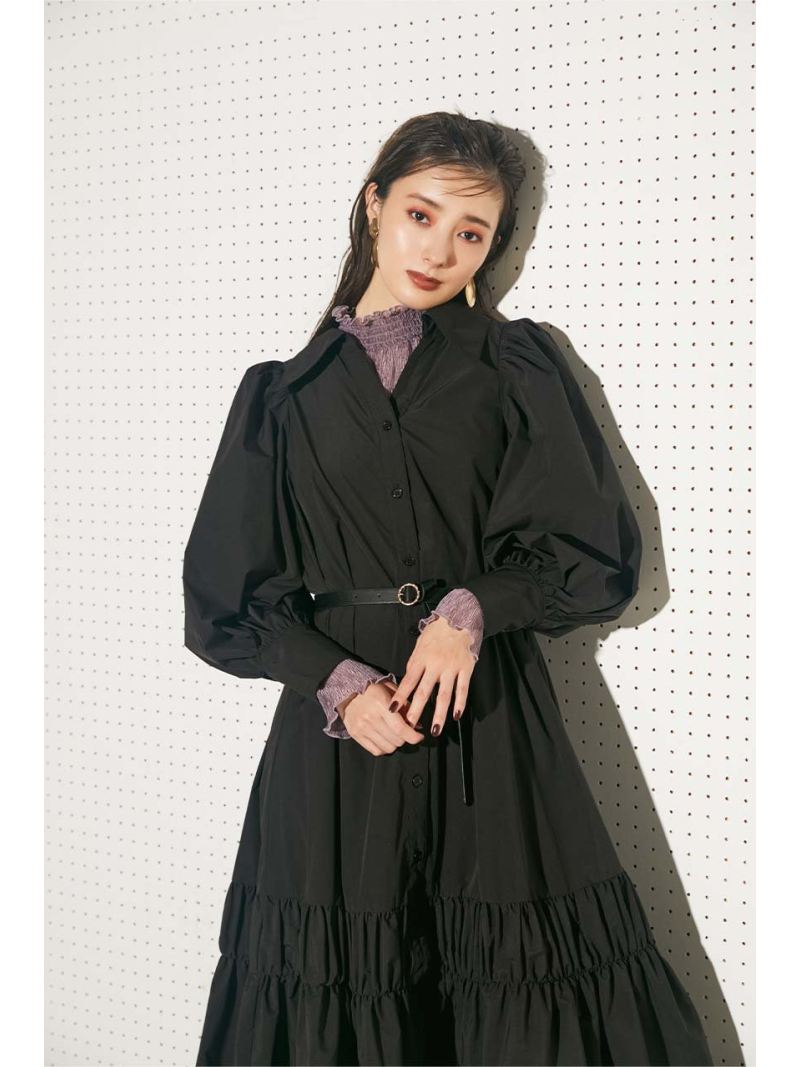 Bigカラーギャザーヘムsh Op Rienda リエンダ ワンピース 5ー9分袖ワンピース ブラック ブラウン ホワイト グレー 先行予約 送料無料 Rakuten Fashion Aliancapeloimpacto Org Br