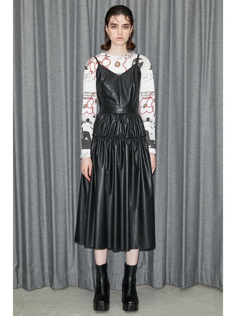 ワンピース Vegan Gather Sly Gather Leather レディース 送料無料 Sly ワンピース Fashion レディースファッション スライ スライ Cami ワンピース ロングワンピース マキシワンピース ブラック ベージュ 先行予約 送料無料 Rakuten Fashion シェルター