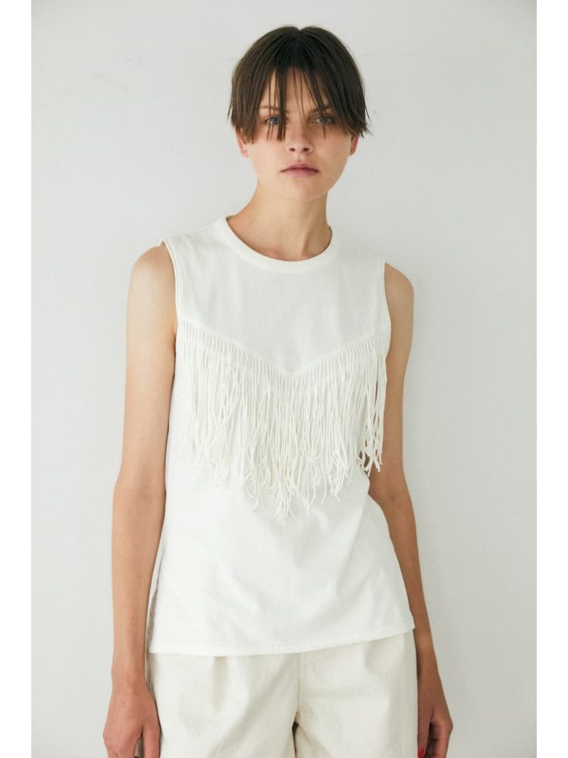 Back Open Fringe タンクトップ マウジー カットソー Moussy
