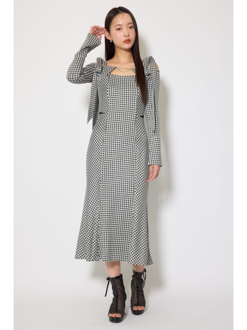 ギンガムチェックカットワンピース rienda リエンダ ワンピース・ドレス ワンピース ブラック【送料無料】[ Fashion]