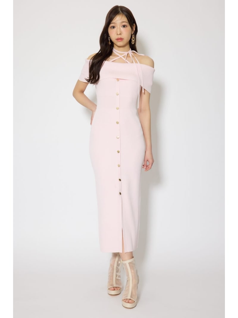 オフショルダーニットタイトワンピース rienda リエンダ ワンピース・ドレス ワンピース ピンク ネイビー グレー【送料無料】[ Fashion]