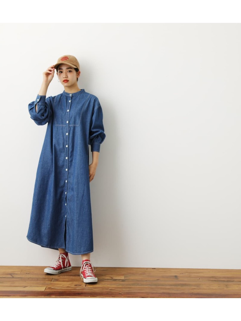 バンドカラーデニムシャツワンピース Rodeo Crowns Wide Bowl ロデオクラウンズワイドボウル ワンピース ロングワンピース マキシ ワンピース ブルー 先行予約 送料無料 Rakuten Fashion Fitzfishponds Com