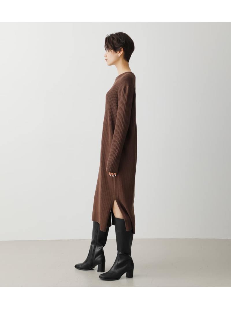 Rib Knit Swiching Onepiece Azul By Moussy アズールバイマウジー 衣 5ー9パーツ袖ワンピース ブラック 白 褐色 貨物輸送無料 Rakuten Fashion Jimoto Univ Com