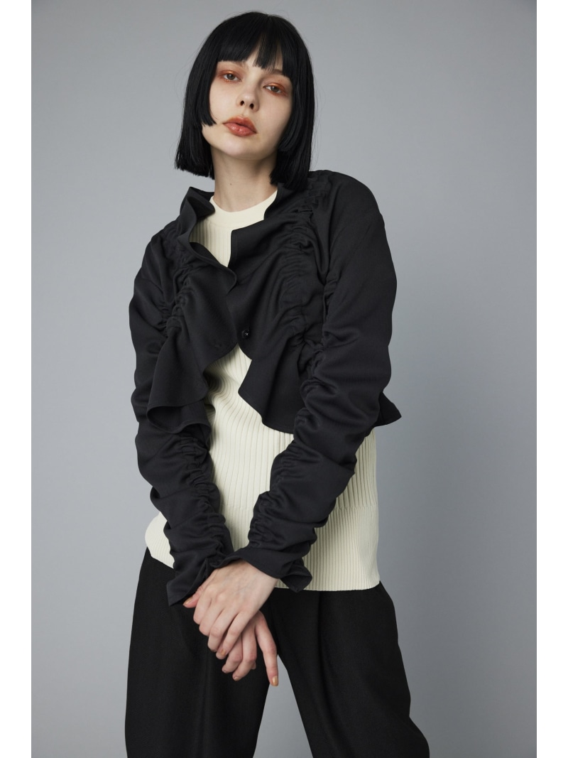 【SALE／50%OFF】Shirring jacket HeRIN.CYE ヘリンドットサイ トップス シャツ・ブラウス ブラック グレー【RBA_E】【送料無料】[ Fashion]｜シェルターウェブストア