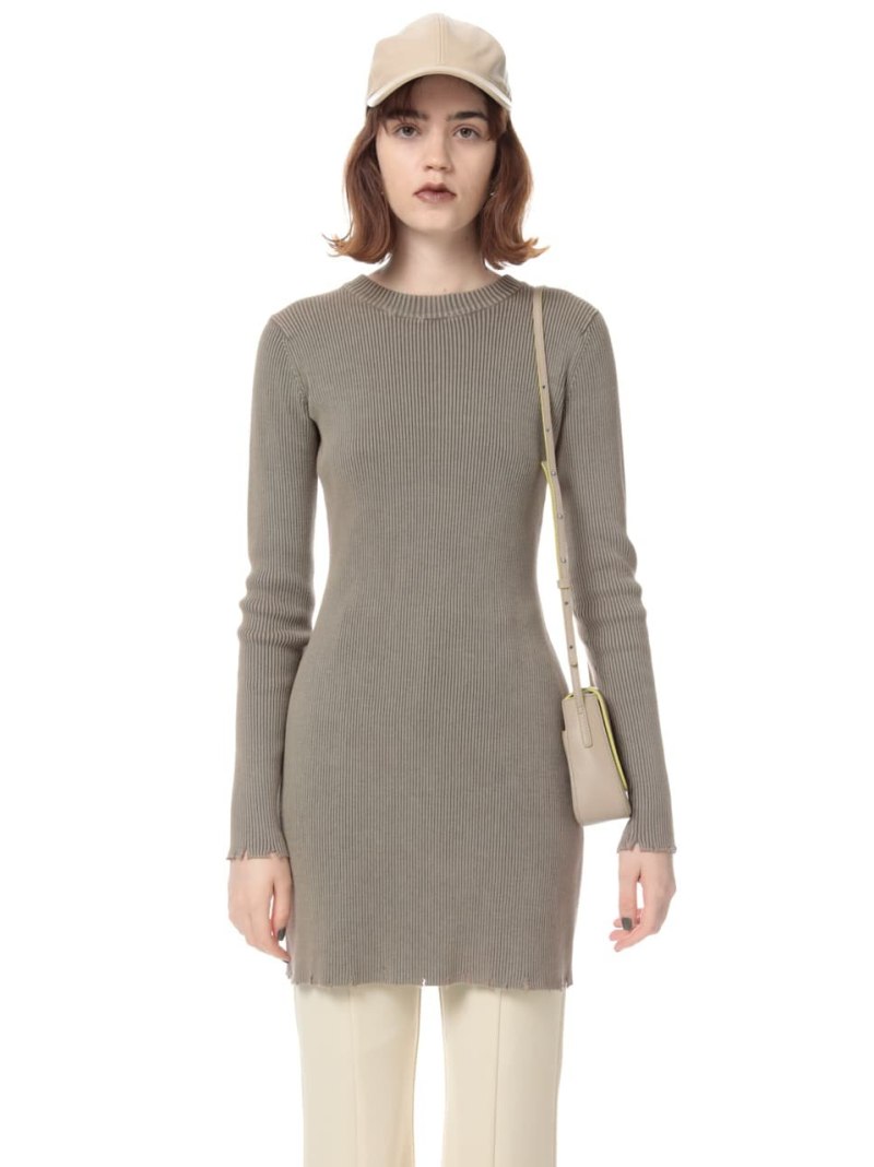 Crush Rib ワンピース Sly スライ ワンピース 5ー9分袖ワンピース ブラック グリーン グレー 送料無料 Rakuten Fashion Creeenti Cl