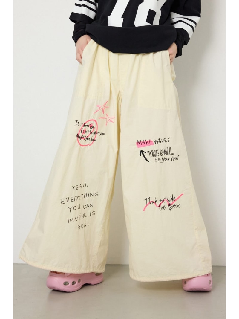ラクガキパラシュートパンツ RODEO CROWNS WIDE BOWL ロデオクラウンズワイドボウル パンツ その他のパンツ カーキグリーン ブラック【送料無料】[ Fashion]