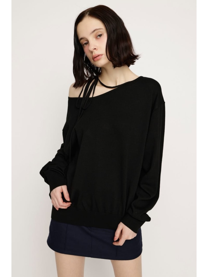 ASYMMETRY NECK LOOSE トップス SLY スライ トップス ニット グレー ピンク ブラック【送料無料】[ Fashion] 5,678円
