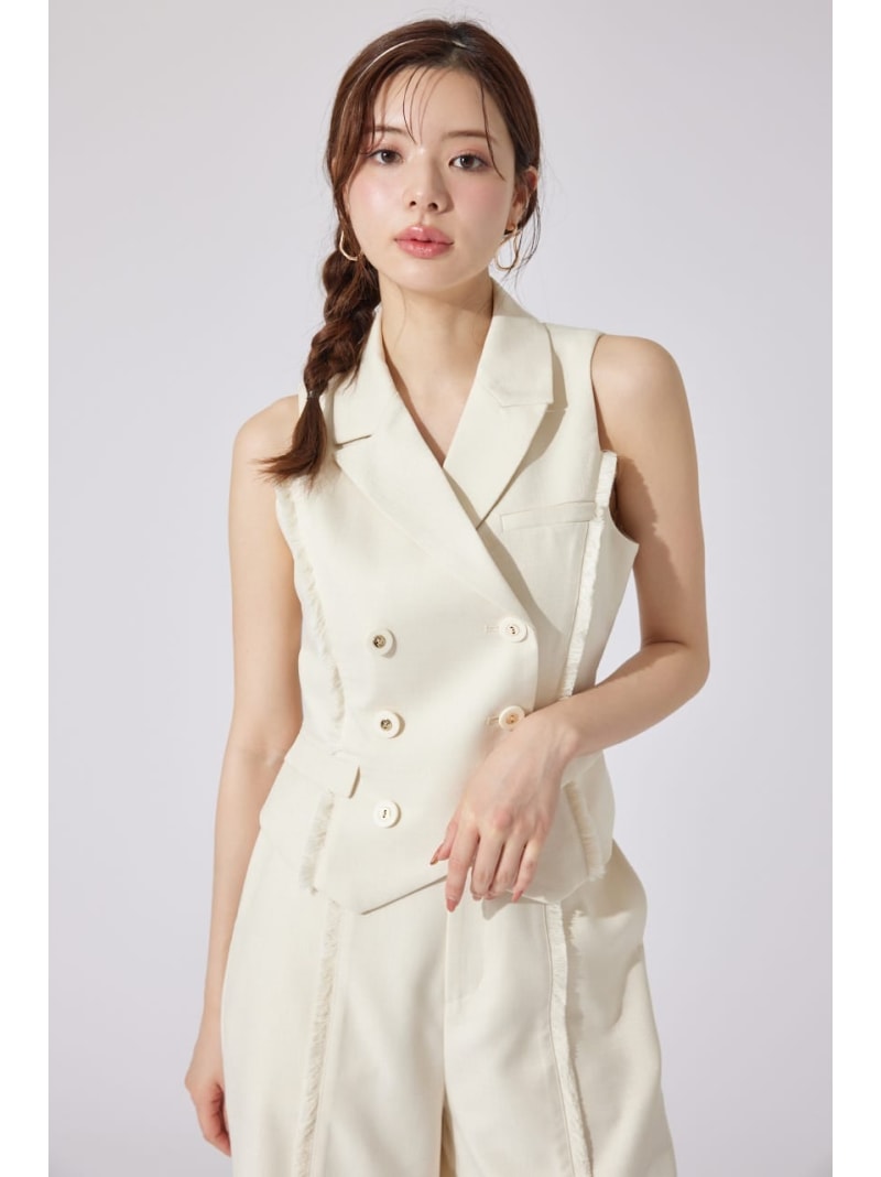 【SALE／10%OFF】【AKB48 千葉恵里さん・水島美結さん着付ける】テーラードベスト rienda リエンダ トップス 限りない・ジレ 赤銅色【RBA_E】【貨物輸送無料】[ Fashion] トップス-ベスト・ジレ