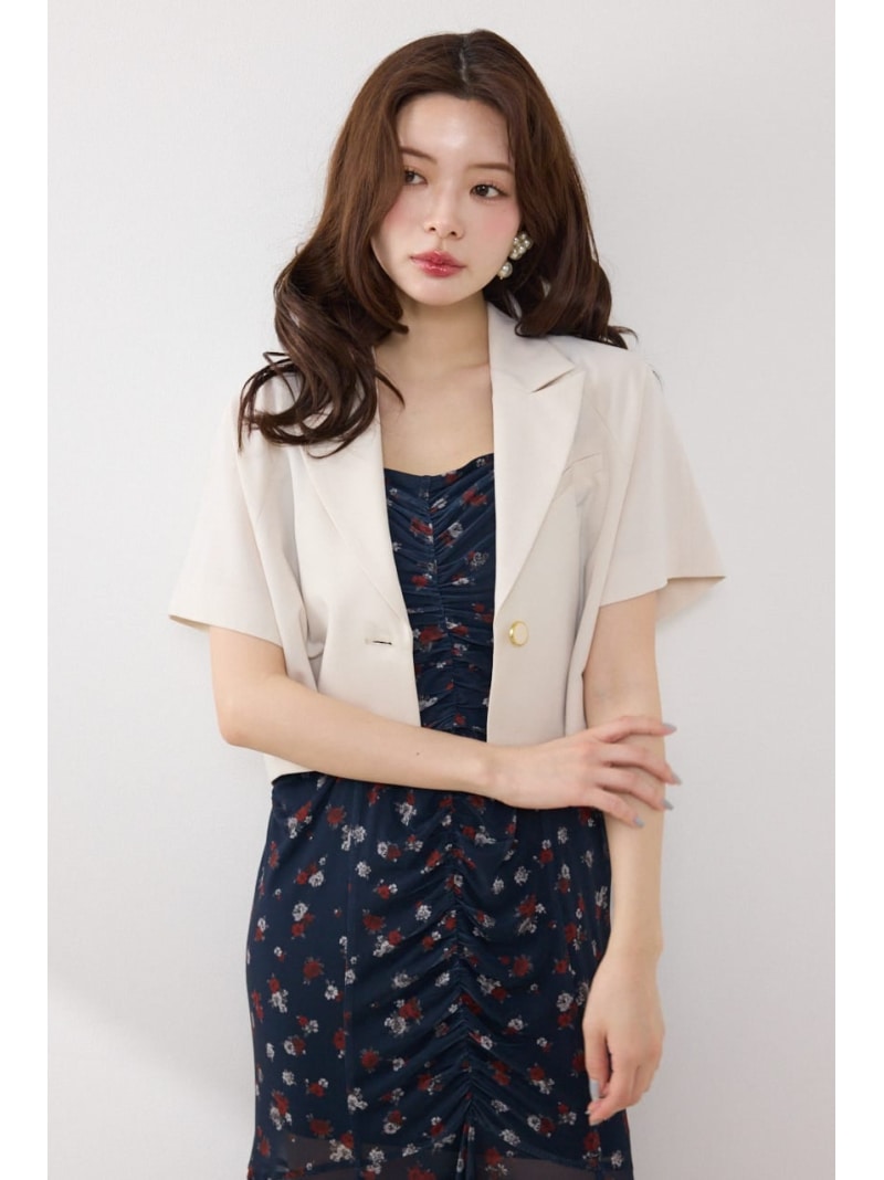 【AKB48 行天優莉奈さん着用アイテム】ラグランショートジャケット rienda リエンダ ジャケット・アウター その他のジャケット・アウター グレー ブラック【送料無料】[ Fashion]｜シェルターウェブストア