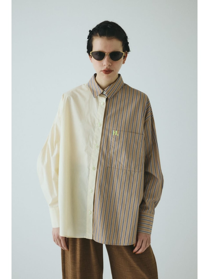 【美品】HeRIN.CYE Mix-striped shirt HeRIN.CYE ［予約］Mix-striped shirt BLU -ファッション通販