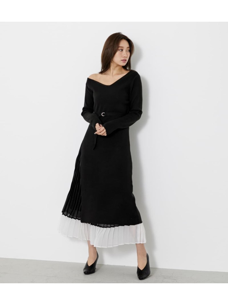 送料込 ピンク 送料無料 ブラウン ブラック ワンピースその他 ワンピース リエンダ Rienda Op Fashion バイカラープリーツskコンビknit Rakuten Cc3325 Rashiastrologer Com