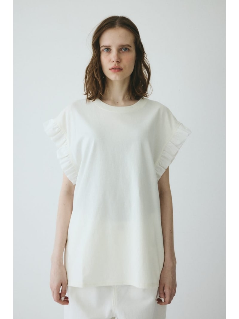 [取って置く]Point frill box tops HeRIN.CYE ヘリンドットサイ トップス カットソー・ティーシャツ 黒いこと 白いこと 赤銅色【貨物輸送無料】[ Fashion]