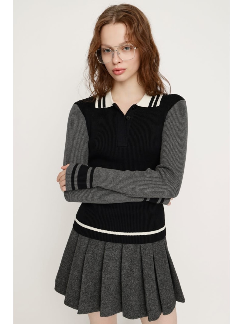 【SALE／20%OFF】BICOLOR KNIT トップス SLY スライ トップス ニット ブラック レッド ネイビー【RBA_E】【送料無料】[ Fashion]