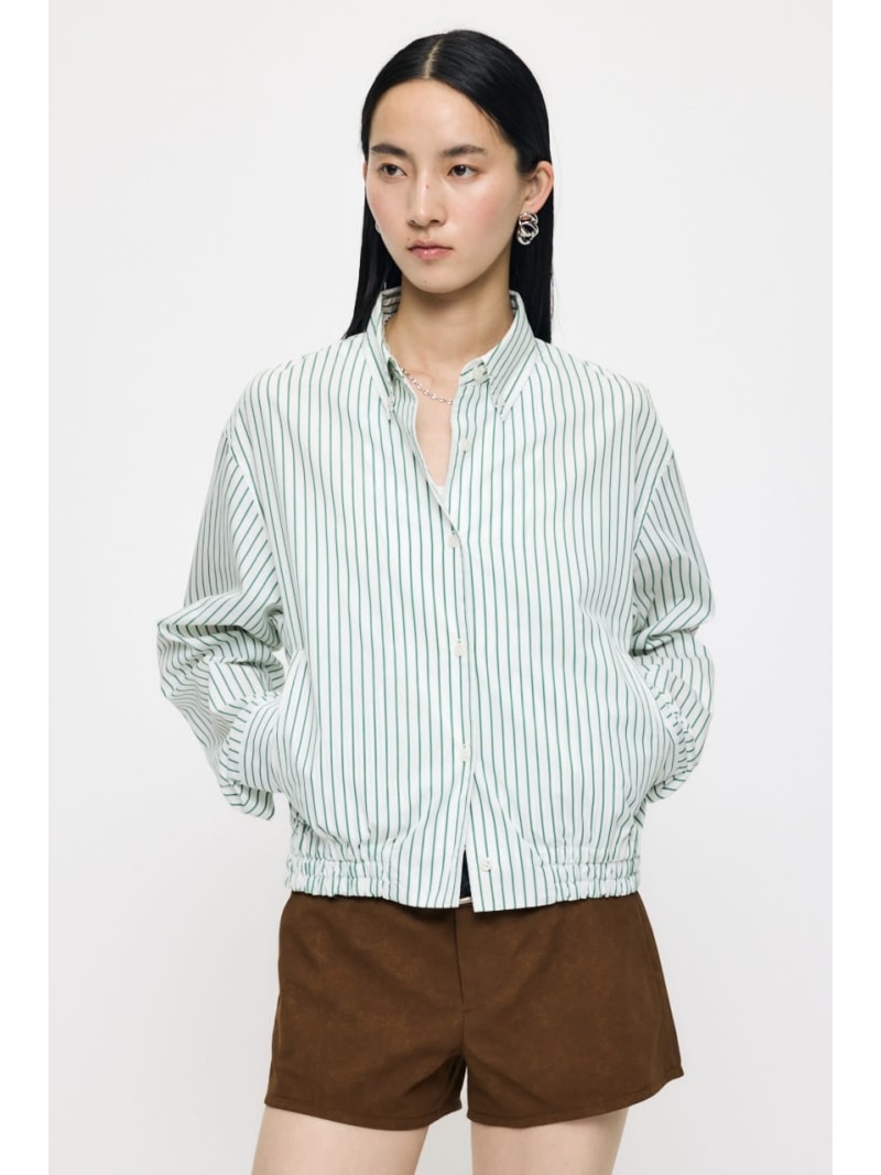 BUTTON DOWN SHIRT ブルゾン MOUSSY マウジー トップス シャツ・ブラウス ネイビー ホワイト【送料無料】[ Fashion]