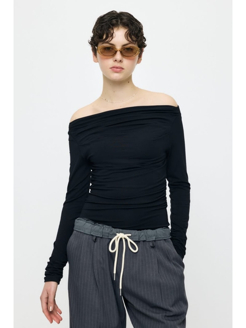 GATHER 3WAY トップス MOUSSY マウジー トップス カットソー・Tシャツ ブラック【送料無料】[ Fashion]