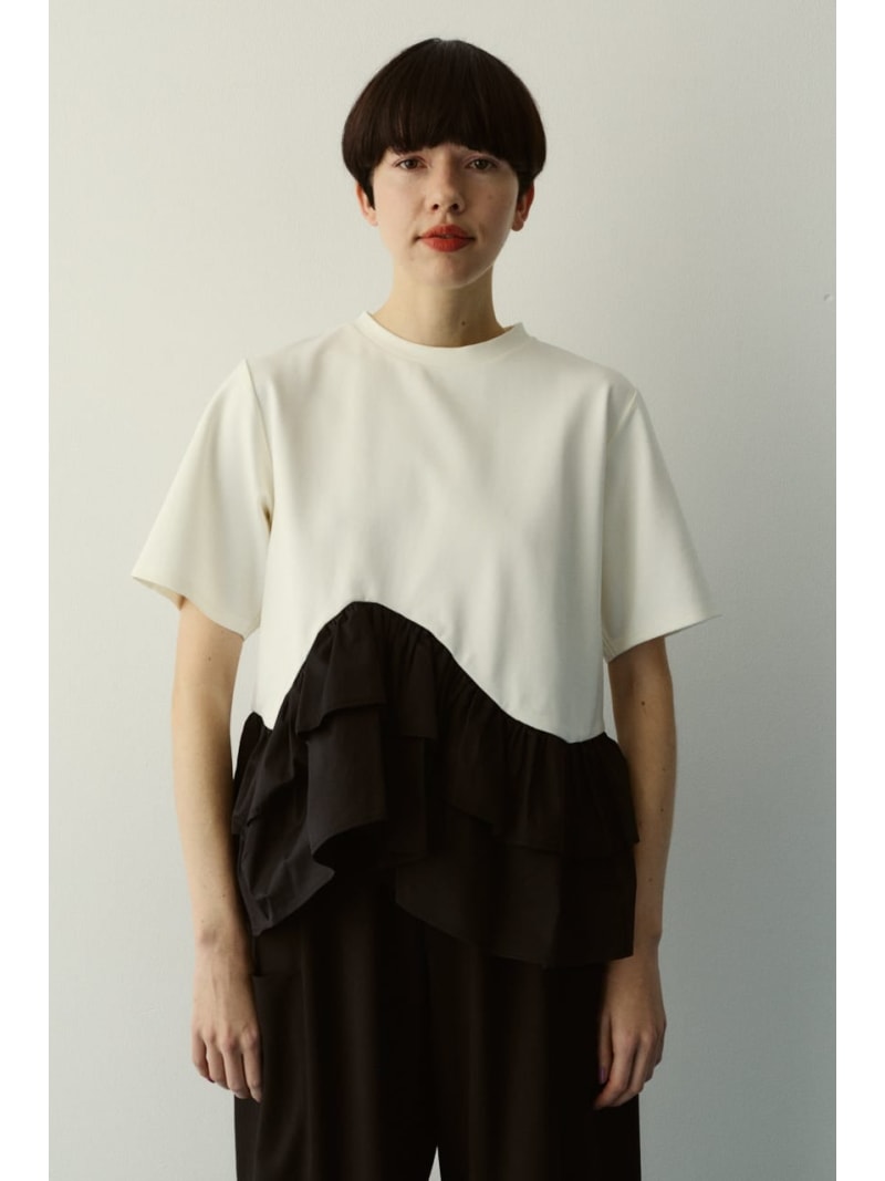 Frill hem ponte tops HeRIN.CYE ヘリンドットサイ トップス カットソー・Tシャツ ネイビー ブラック ホワイト【送料無料】[ Fashion]