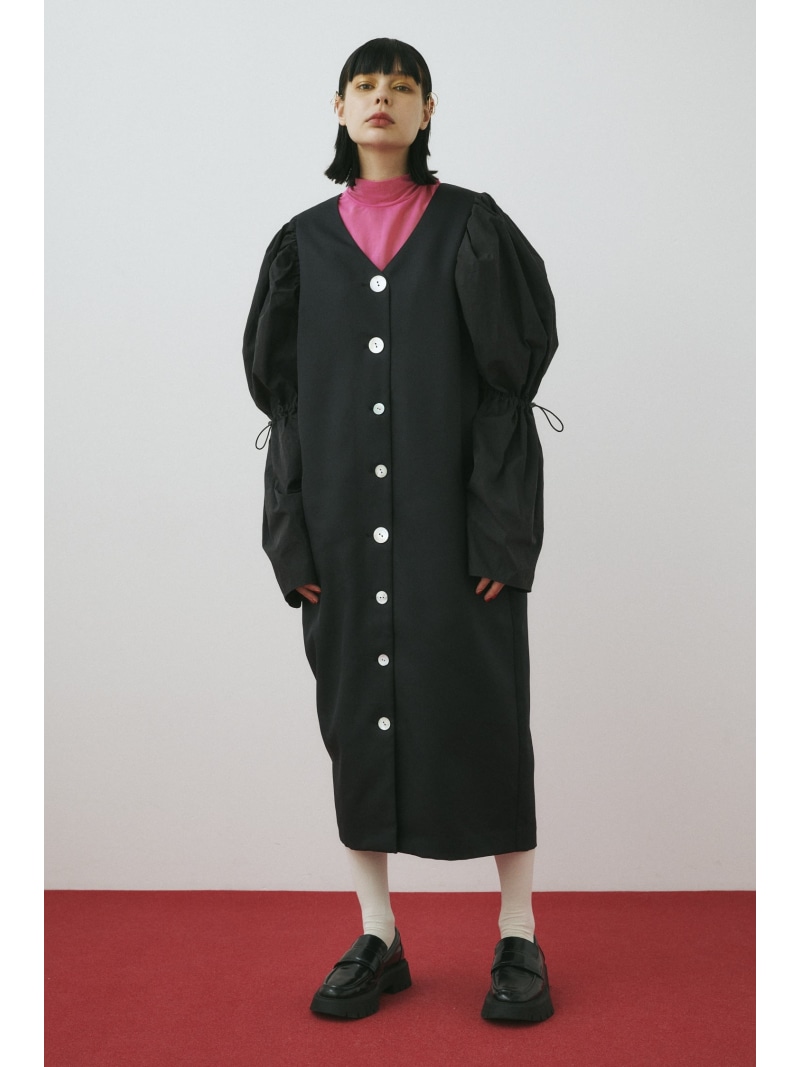 【SALE／50%OFF】Balloon sleeve dress coat HeRIN.CYE ヘリンドットサイ ワンピース・ドレス ワンピース レッド ブラック グレー【RBA_E】【送料無料】[ Fashion]｜シェルターウェブストア