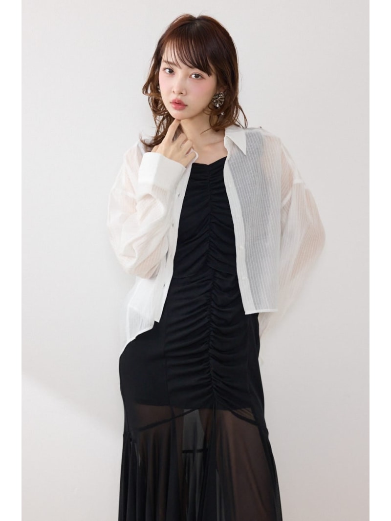 アシンメトリーストライプシャツ rienda リエンダ トップス シャツ・ブラウス ホワイト ピンク【送料無料】[ Fashion]