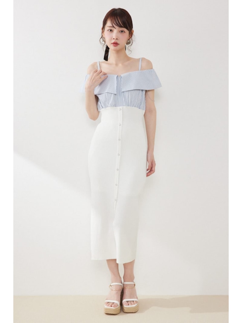 2WAYフロントジップビッグカラータイトニットワンピース rienda リエンダ 衣装・御召しもの 衣装 黒いこと 白いこと【貨物輸送無料】[ Fashion]