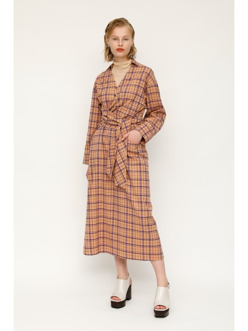 楽天市場 Airy Check Twist Tie ドレス Sly スライ ワンピース ワンピースその他 ベージュ パープル Rba E 送料無料 Rakuten Fashion シェルターウェブストア