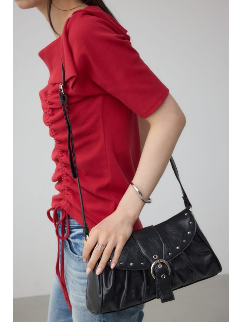 スタッズフラップギャザーバッグ AZUL BY MOUSSY アズールバイマウジー バッグ その他のバッグ レッド ブラック【送料無料】[ Fashion]