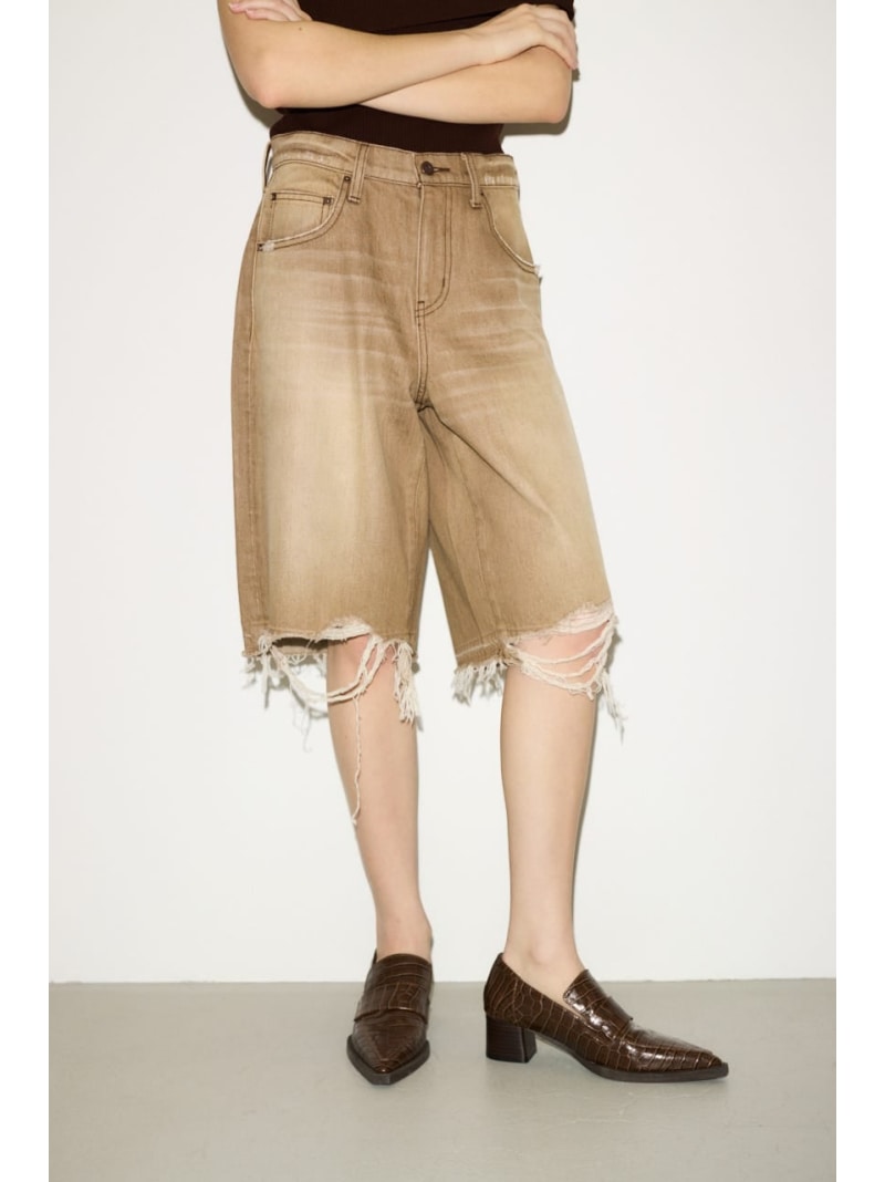 【SALE／30%OFF】【THROW】RIPPED HALF DENIM PT/BE SLY スライ パンツ ジーンズ・デニムパンツ ブラウン【RBA_E】【送料無料】[ Fashion]｜シェルターウェブストア