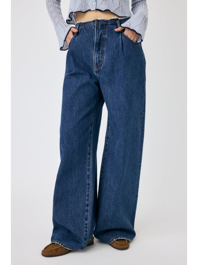 moussy FLORAL STUDDED バギー ブラック サイズ2 MOUSSY FLORAL