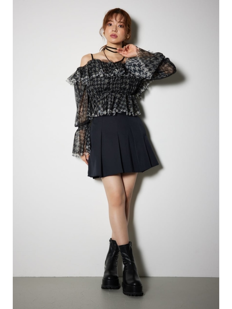 rienda チェックフリルスリットスコートショートパンツ rienda | チェックフリルスリットスコートショートパンツ