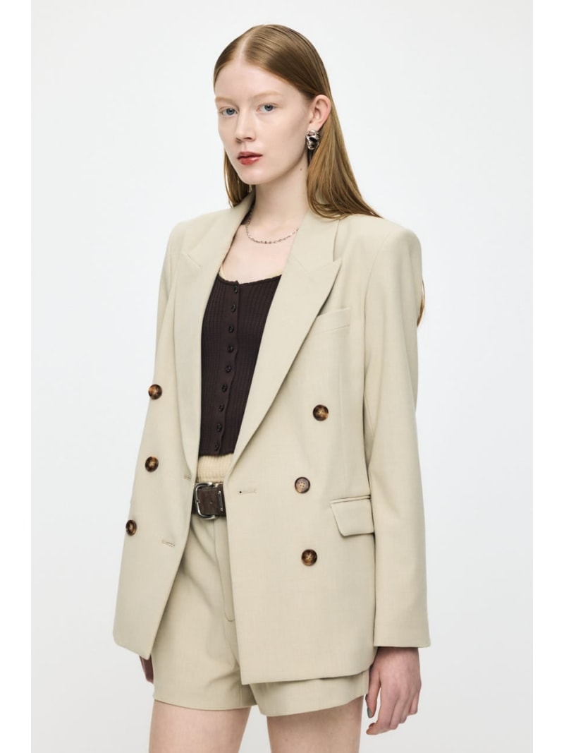 DOUBLE BREASTED 上衣 MOUSSY マウジー ジャケット・アウター 余分の物のジャケット・アウター ベージュ 薄墨色 米国海軍【貨物輸送無料】[ Fashion]