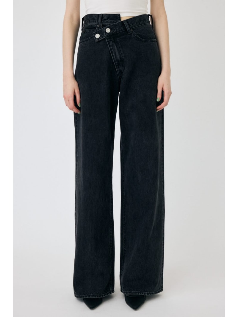 CROSS WAIST WIDE 引っ切りない MOUSSY マウジー ズボン下 デニム・ジーンズズボン下 黒いこと【貨物輸送無料】[ Fashion]