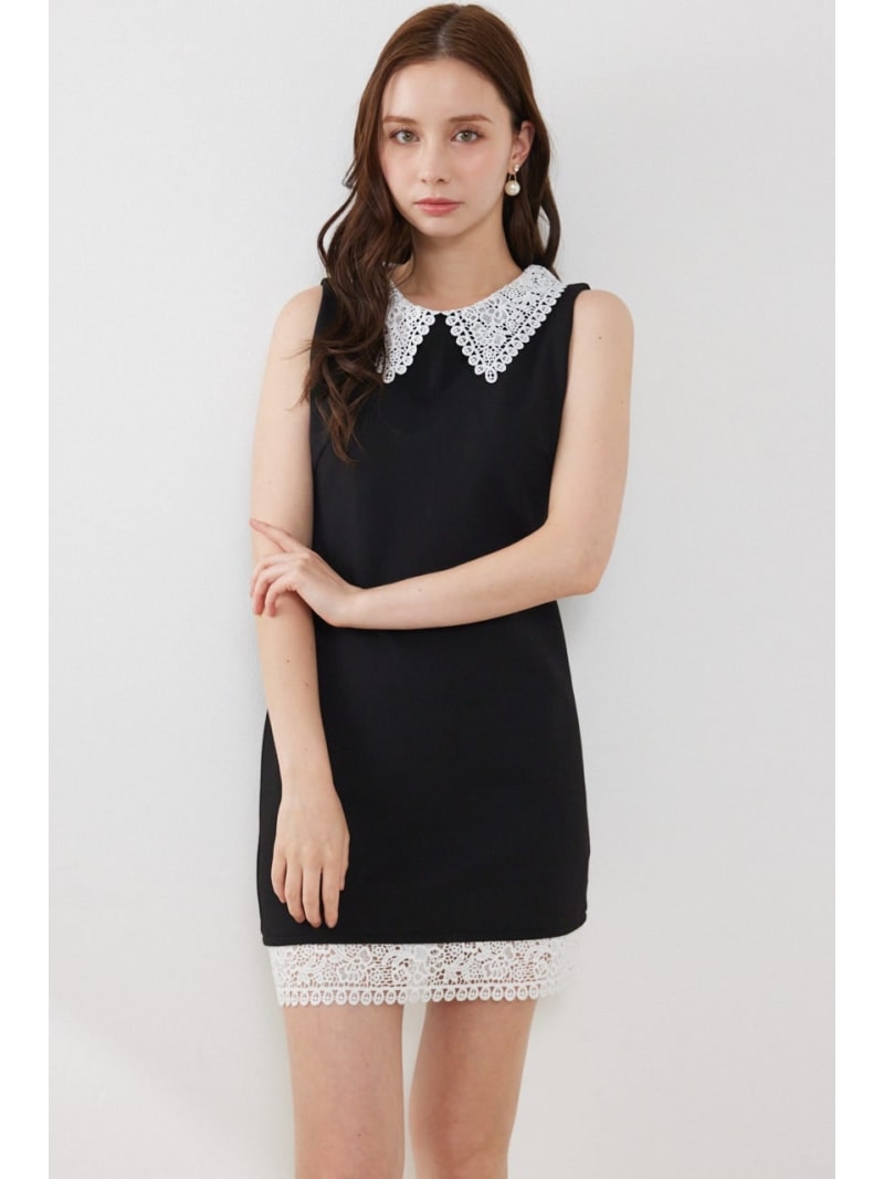 レースカラーポンチカットワンピース rienda リエンダ ワンピース・ドレス ワンピース ブラック グレー【送料無料】[ Fashion]｜シェルターウェブストア 8,470円