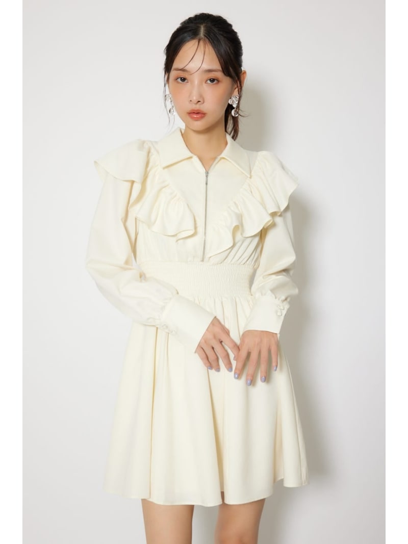 【SALE／10%OFF】フロントZIPフリルミニシャツワンピース rienda リエンダ ワンピース・ドレス ワンピース ブラック ホワイト【RBA_E】【送料無料】[ Fashion]｜シェルターウェブストア 7,841円