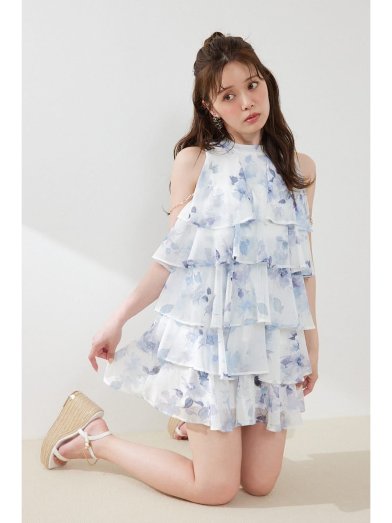 ティアードシフォンミニワンピース rienda リエンダ ワンピース・ドレス ワンピース ホワイト ブラック【送料無料】[ Fashion]｜シェルターウェブストア