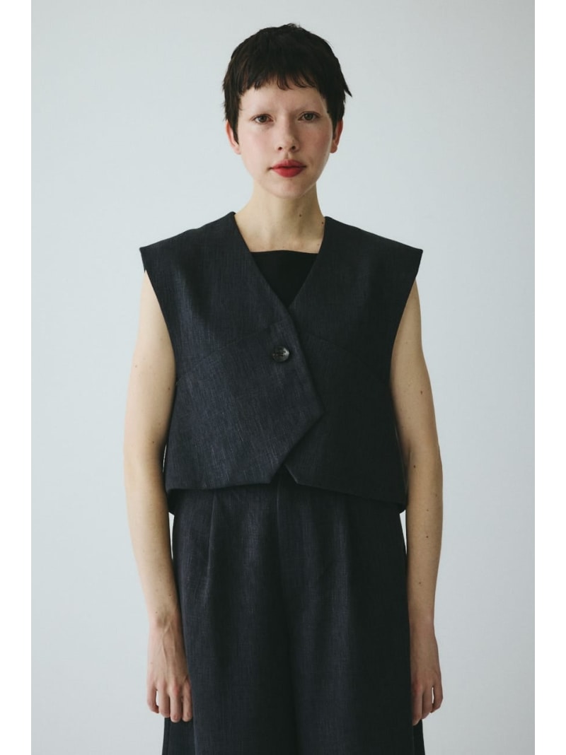 Tweed butcher vest HeRIN.CYE ヘリンドットサイ トップス より良い・ジレ ベージュ 黒いこと【貨物輸送無料】[ Fashion]