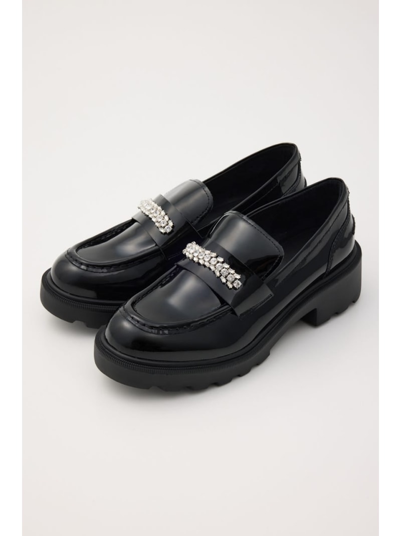 【SNSで話頭のシューズが再入荷】ビジューストーンタンクソールローファー STACCATO スタッカート シューズ・靴 置き目毛革 黒いこと【貨物輸送無料】[ Fashion]