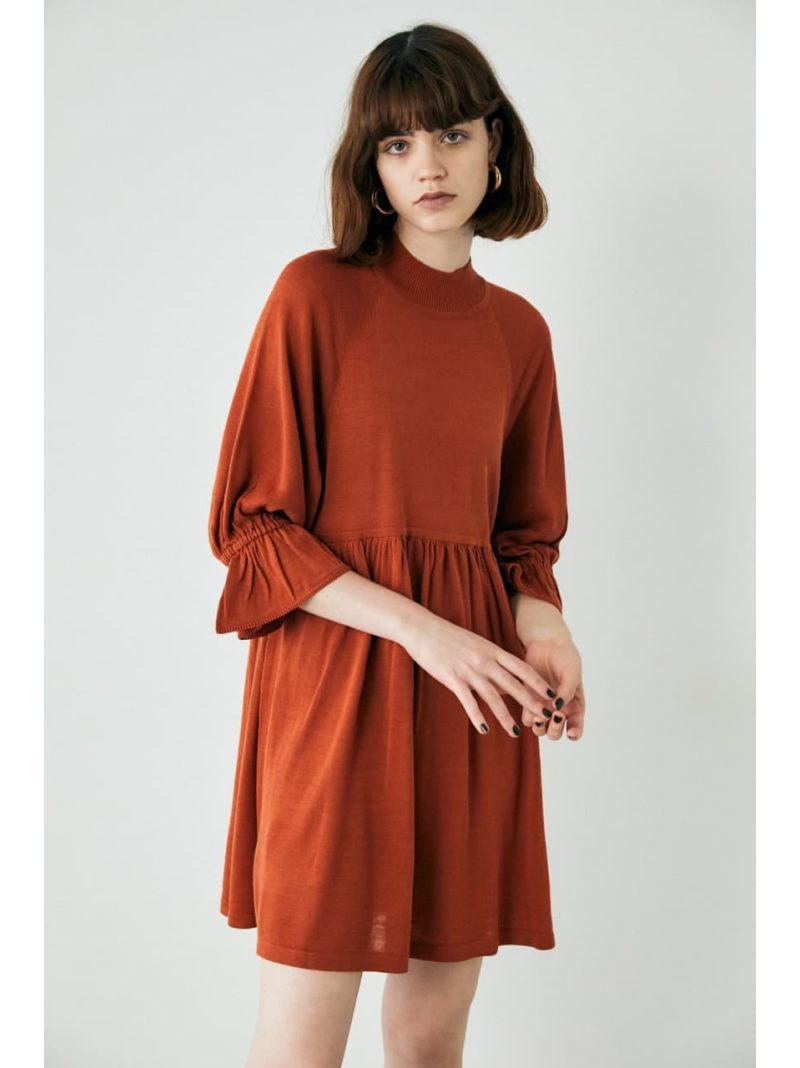 Back Open Sheer ニットチュニック Moussy マウジー ワンピース 5ー9分袖ワンピース ブラック オレンジ 送料無料 Rakuten Fashion Sermus Es