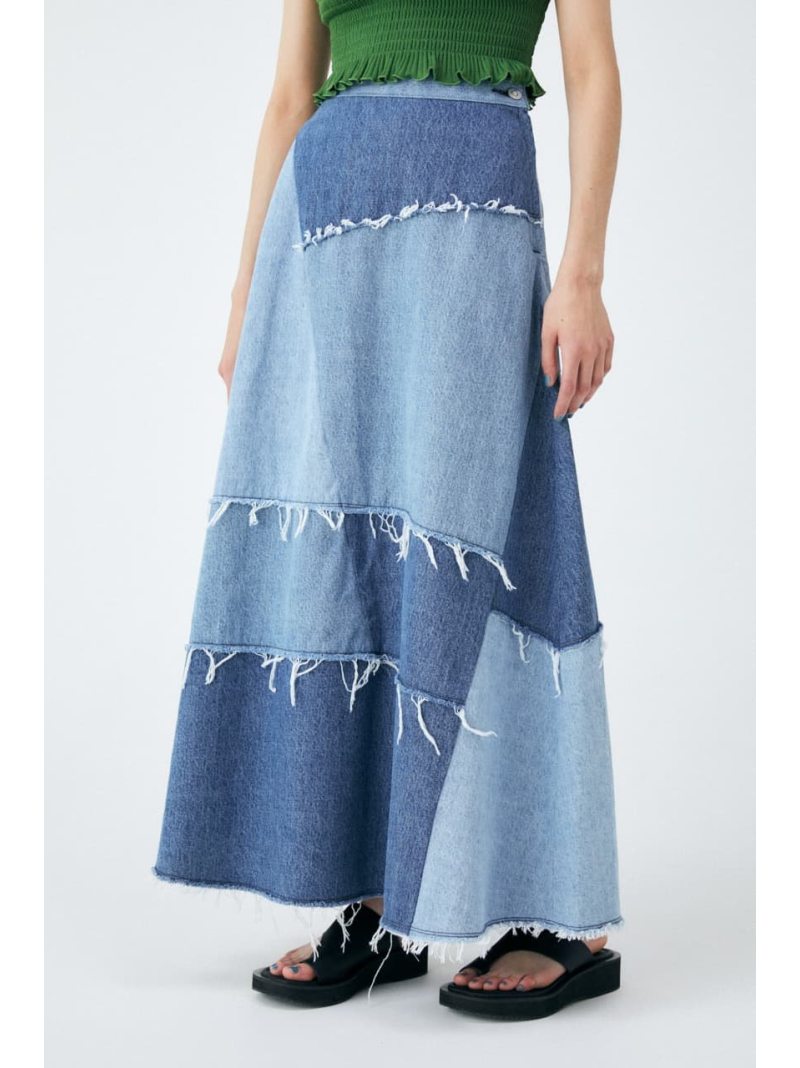 Panel Long Flare スカート Moussy マウジー スカート デニムスカート ブルー 送料無料 Rakuten Fashion Psicologosancora Es