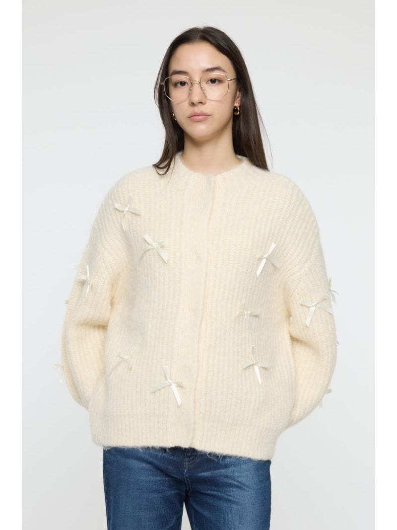 【SALE／30%OFF】RIBBON FANCY カーディガン MOUSSY マウジー トップス カーディガン ネイビー グレー【RBA_E】【送料無料】[ Fashion]