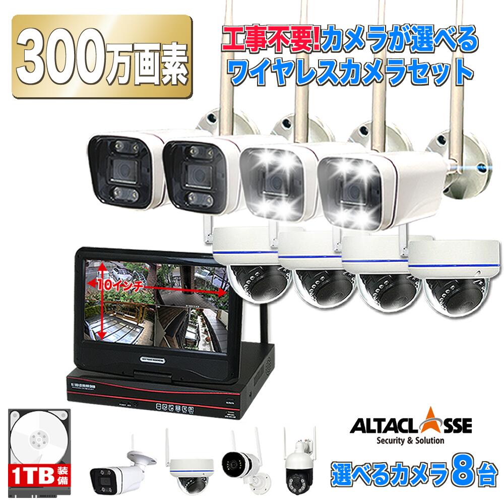 防犯カメラ ネットワークワイヤレスシステム 3K画素カメラ8台・録画機セット 楽天市場】ワイヤレス防犯カメラ8台セット(NVRレコーダー録画機+1TBHDD