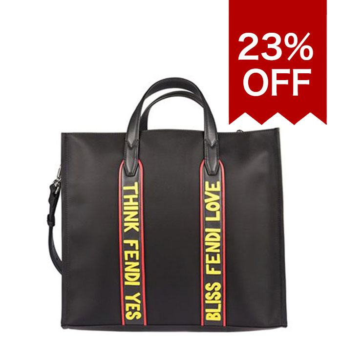 【百貨店SALE】23％OFFフェンディ 語彙 2ウェイトートバッグナイロン＆なめし革差し上げ物 差し上げ物 ラッピング 差し上げ物 クリスマス「THINK FRNDI YES」「BLISS FENDI LOVE」FENDI TOTE NY SANTANDER7VA390AO1OF100I