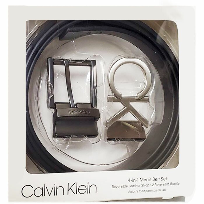 カルバンクラインベルトセット プレゼントにもおすすめ Calvin Klein Reversible Leather Strapカルバンクライン ファッション ブラウン ブラック 黒 メンズベルト 茶 ２バックルセット11ck0007 リバーシブル