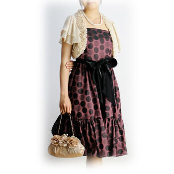 レディースファッション ドレス 人気の春夏 全品ポイント10倍 レンタルドレス レディース 大人 ワイン黒ドットワンピ 9号 G126 パーティドレスレンタル ドレスレンタル お宮参り ミセス セット品 レンタル お買い物マラソン Revista Facene