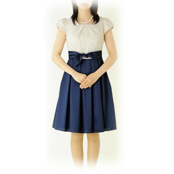 21秋冬新作 ドレス G492t 送料無料 お宮参り ミセス 親族 レンタル ポイントセール ウエストリボンワンピース 9号 レディース 大人 ベージュゴールド刺繍 ネイビー レンタルドレス 全品ポイント5倍 単品 Tawangaran Af