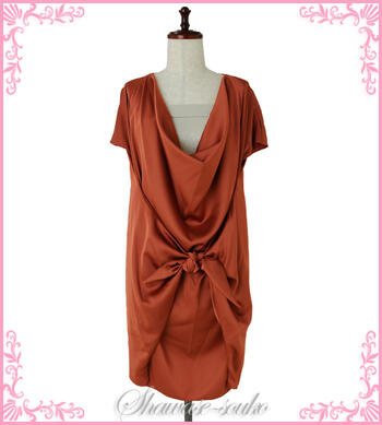 予約販売品 送料無料 格安 お呼ばれドレス 会場直送ok リーズナブルに衣裳レンタル 代30代のかたにおすすめ 全品ポイント10倍 単品 レンタルドレス レディース 大人 テラコッタ ドレープワンピース チューブトップ付き Lサイズ G506t 送料無料