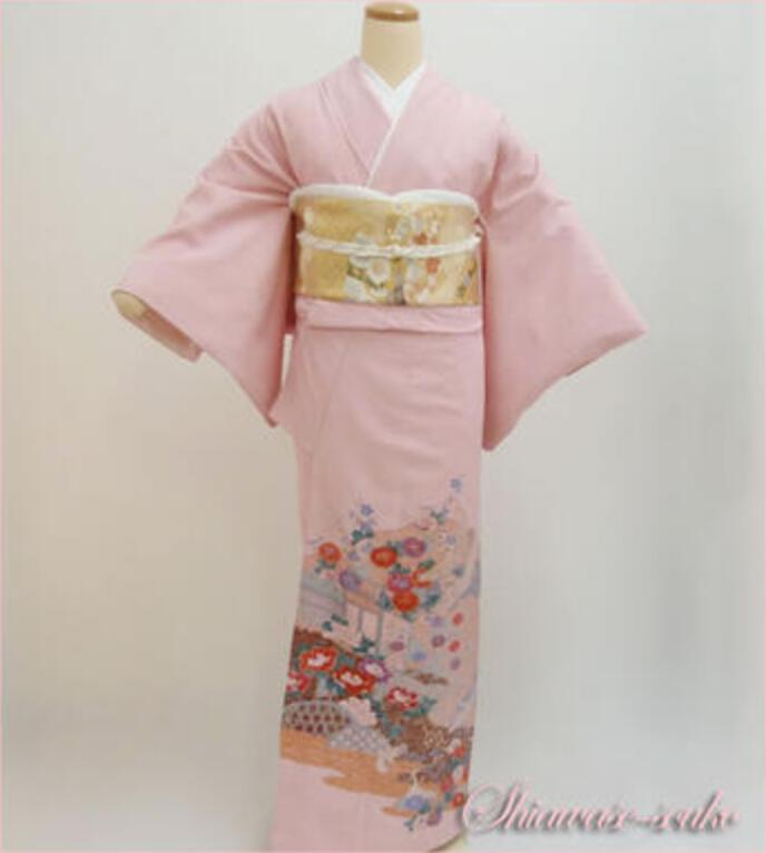 【マラソン期間10％OFFクーポン/ポイント5倍】色留袖レンタルフルセット「ピンク流水あやめ菊」ht018（145～160cm位）【レンタル】【送料無料】親族 姉 妹 祖母 叔母 結婚式 披露宴 お宮参り 式典 表彰式 授賞式 勲章式 一つ紋